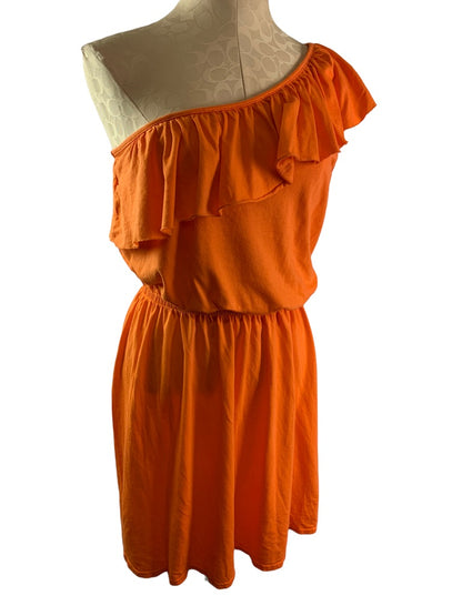 One Size Michael Stars Orange One Shoulder Orange Jersey Knit Dress