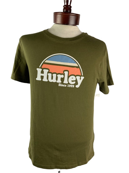 Small Hurley Men's Olive Green Logo Tshirt Short Sleeve Retro New