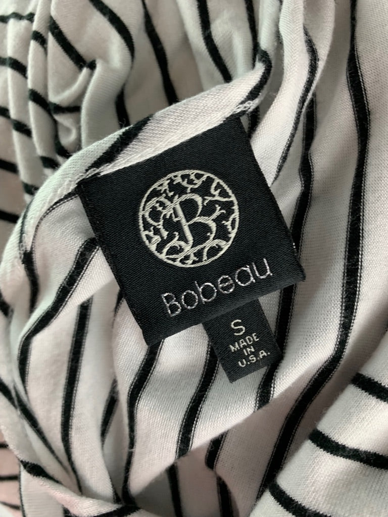 Small Bobeau Women's Black White Striped Short Sleeve Tshirt Layered