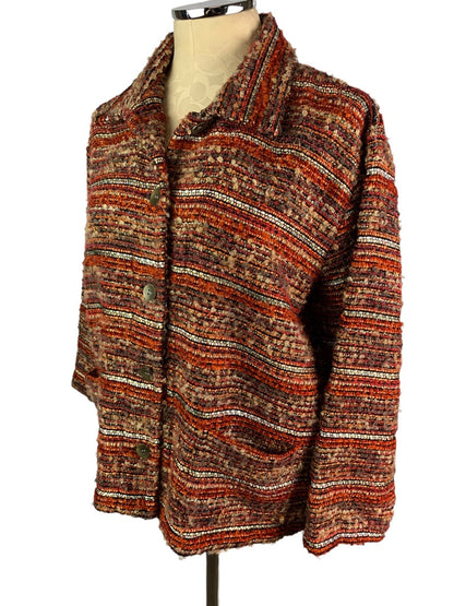 Large Chico's (Size 2) Chico's Wool Blend Jacket Fall Colors Orange Brown Pockets