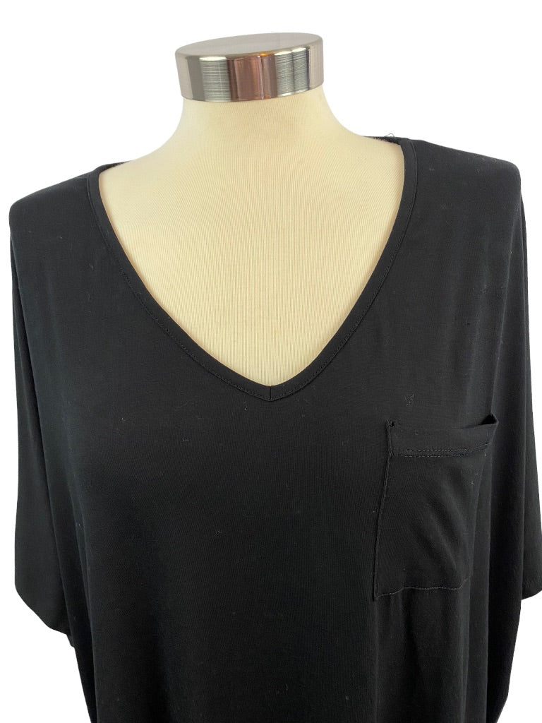 Medium Jodifl Women's Black V-Neck Oversize Tshirt Short Sleeve