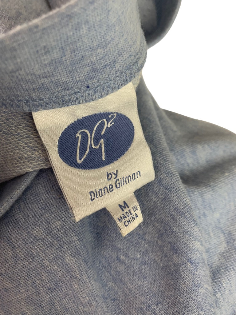 Medium DG2 by Diane Gilman Women's Heather Blue Embellished Sleeve Sweatshirt Pullover