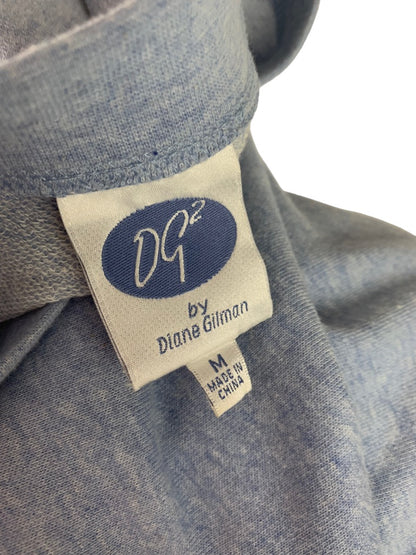 Medium DG2 by Diane Gilman Women's Heather Blue Embellished Sleeve Sweatshirt Pullover