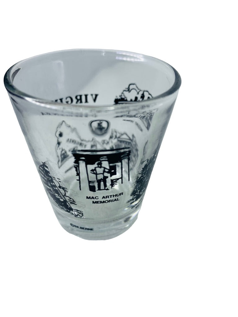 Virginia State Landmarks Shot Glass Souvenir Barware 2.5"h x 2" Top Diameter