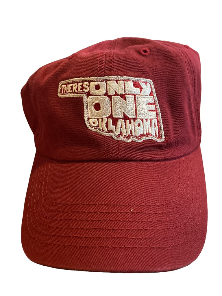 NWOT Oklahoma Sooners Adjustable Hat "There's only one Oklahoma" State Map