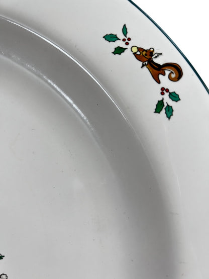 Ming Pao Woodland Christmas 12" Chop Plate Serving White Holiday Animals