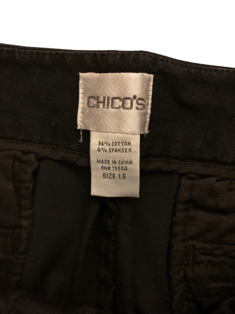 10 Chico's Women's Black Crop Cuffed Dress Pants Stretch 22" Inseam