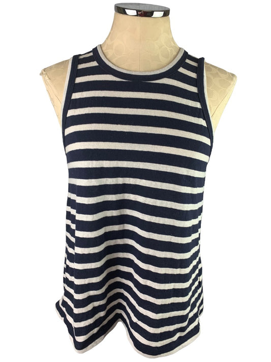 Medium J.Crew Women's Navy White Stripe Tie Back Split Tank Tshirt J1678