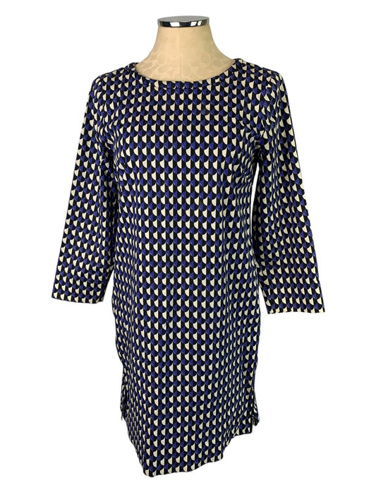 4 J.Crew Jet Set Go Geo Shift Dress Zipper Detail Stretch Cotton Style C5001