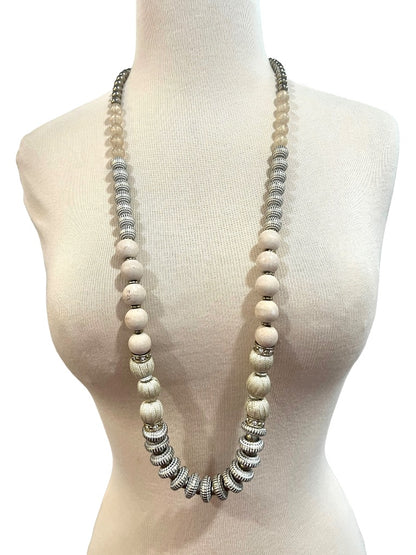 Chico's Graduated Beaded Necklace Multi Style Beads Metal Wood String Rhinestone  36" - 41"