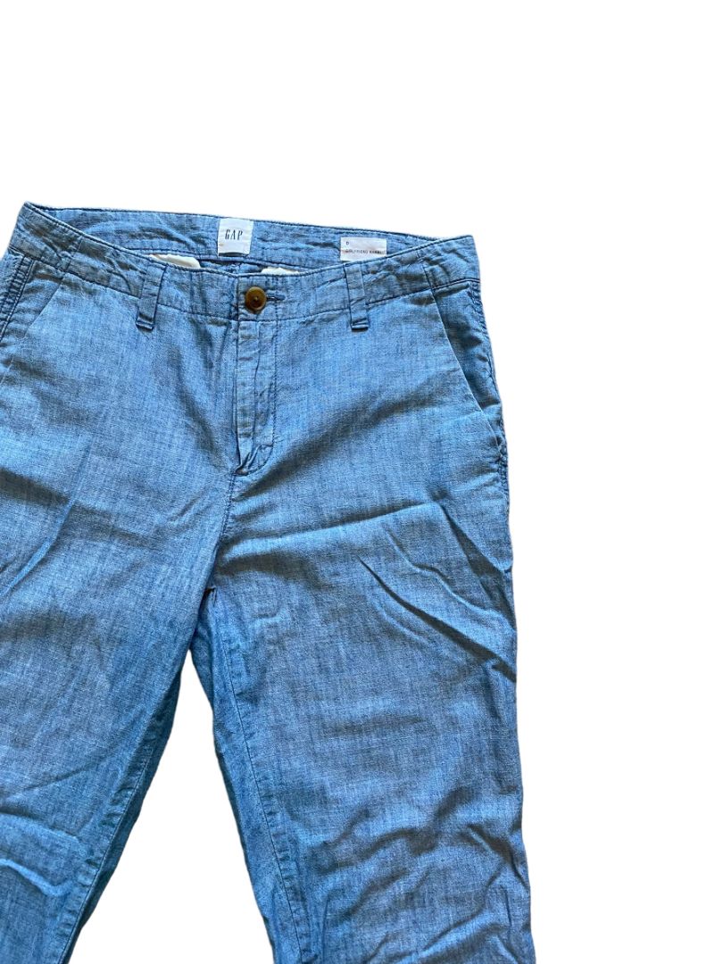 0 GAP Girlfriend Khaki Chambray Cotton Pants Light Blue