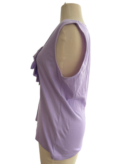 L Talbots Asymmetrical Ruffled Collar Lavender Sleeveless Blouse Tank