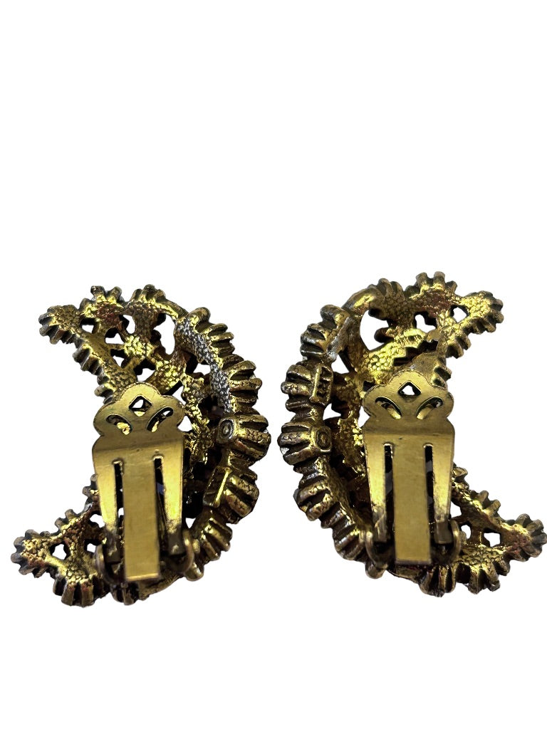 Vintage 1960s Signed ART Arthur Pepper Clip On Non-Pierced Crescent Moon Earrings