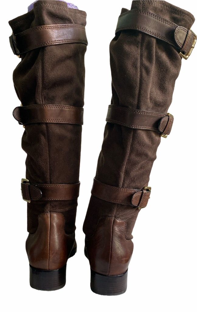 COLE HAAN NikeAir Leather Suede Buckle Knee High Boots Size 7 Riding Western