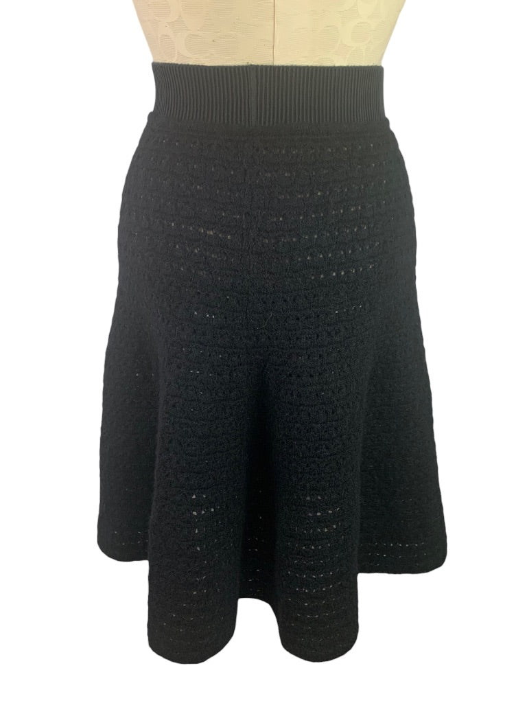 Medium (44) momoe Italy Black Crochet Pull On Skirt Alpaca Wool Blend