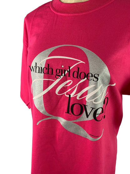 Large Women of Faith Print Short Sleeve Hot Pink Tshirt Gildan