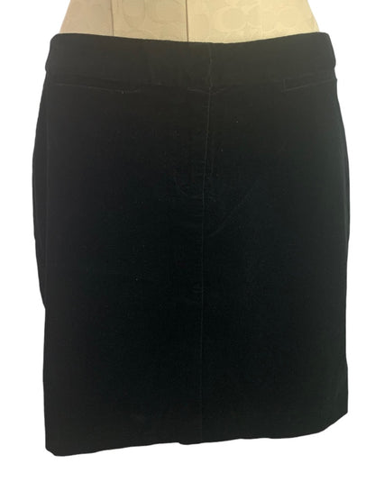 8 J.Jill Black Velvet New Straight Pencil  Skirt Front Zip. 19" Length