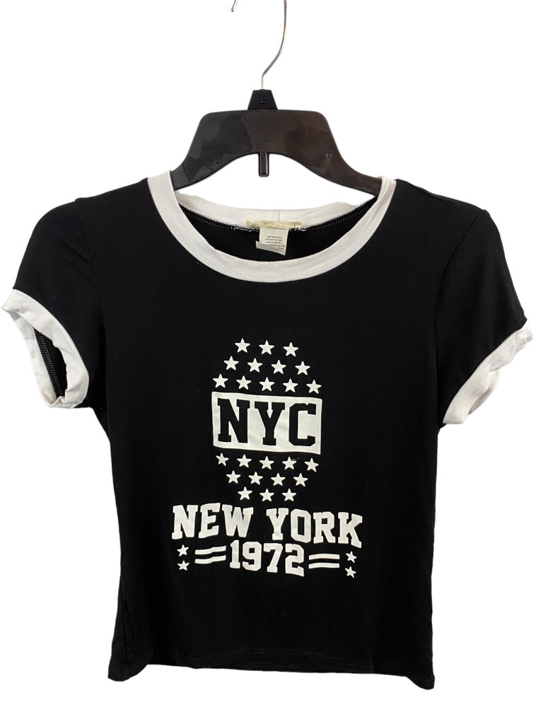 Medium Miroh Girls "NYC 1972" Black White Banded Short Sleeve Tshirt