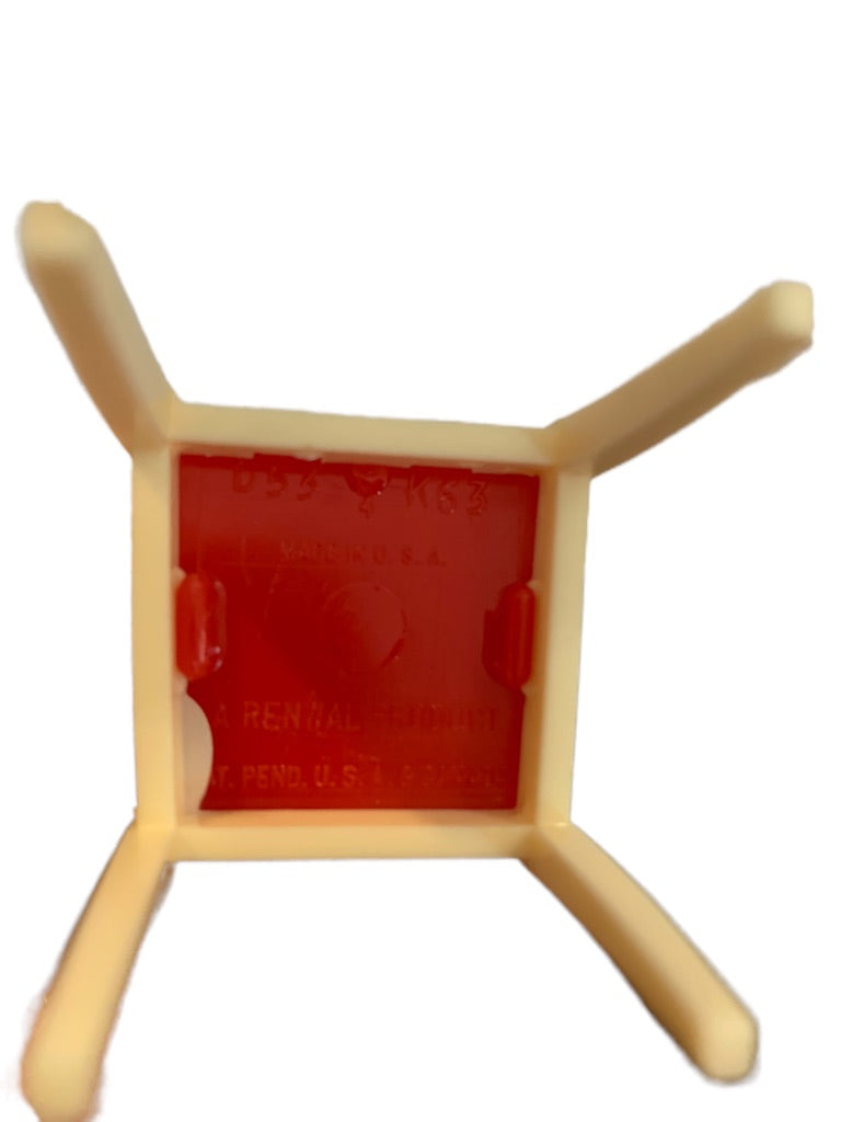 Vintage A Renewal K63 Miniature Dollhouse Plastic Chair Ivory and Red