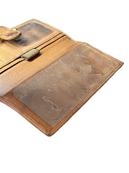 Fossil Brown Bi-Fold Pebbled Leather Wallet Snap Credit Card Check Change Pocket