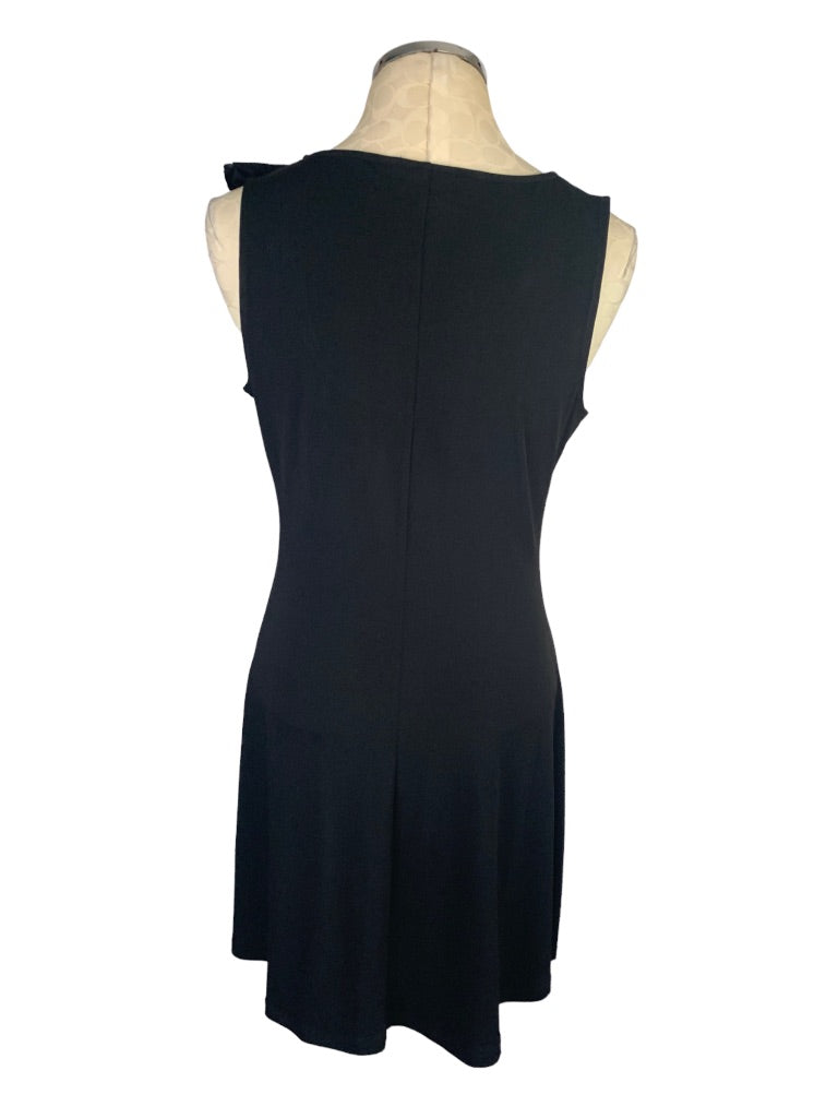 Medium Elle Black Pullover Sheath Stretch Dress Frilly Fun Sleeveless Above Knee