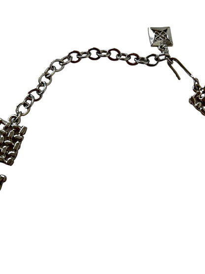 Vintage Choker Necklace 12-15" Pierced Silvertone Geometric Links