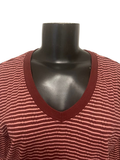 Small Anthropologie Striped V-Neck 3/4 Sleeve Womens Top