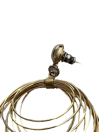 Goldtone Multi Hoop Post Dangle Earrings Vintage 80's