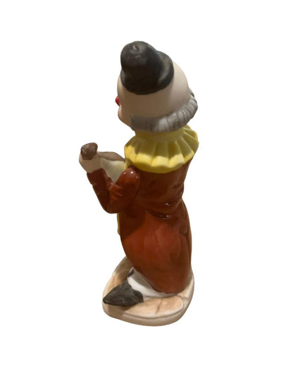 Vintage 1970s Porcelain Hobo Clown 6" Musical Instrument Mandolin Made in Korea