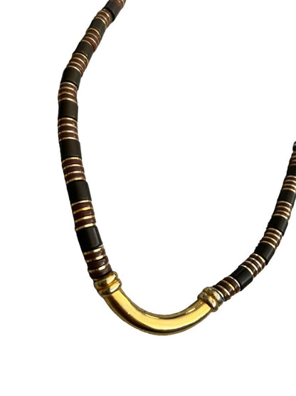 Anne Klein Brown Gold Stacked Bead Statement Necklace 22"