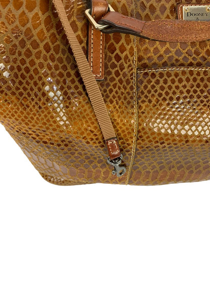 Dooney & Bourke Brown Snakeskin Print Textured Leather Tote Style Handbag