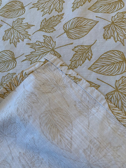 Rectangular Tablecloth Table Linen Cream with Gold Metallic Leaves 61" x 77"