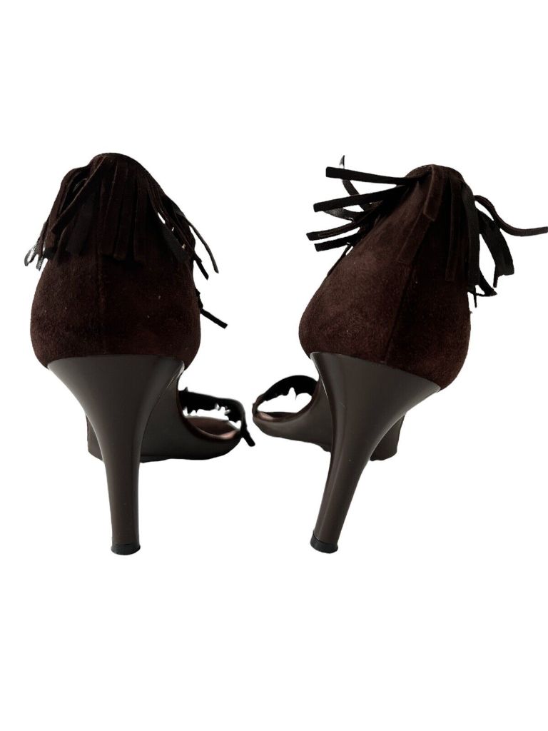 8.5 (Eur 39) Fornarina Brown Suede Tassled Sandal Pumps Heels