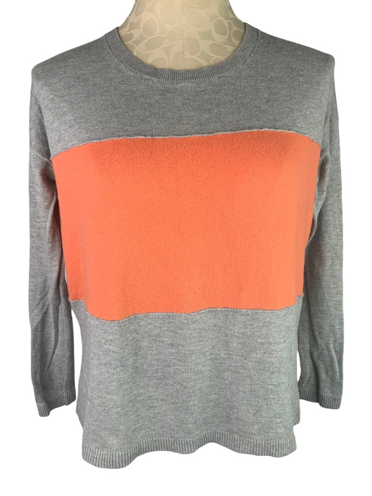 XS Gap Women's Colorblock Silk Blend Pullover Sweater Peach Gray