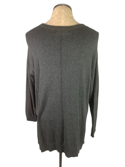 Small DG2 Diane Gilman Women's Gray Tunic Pullover Sweater Pocket