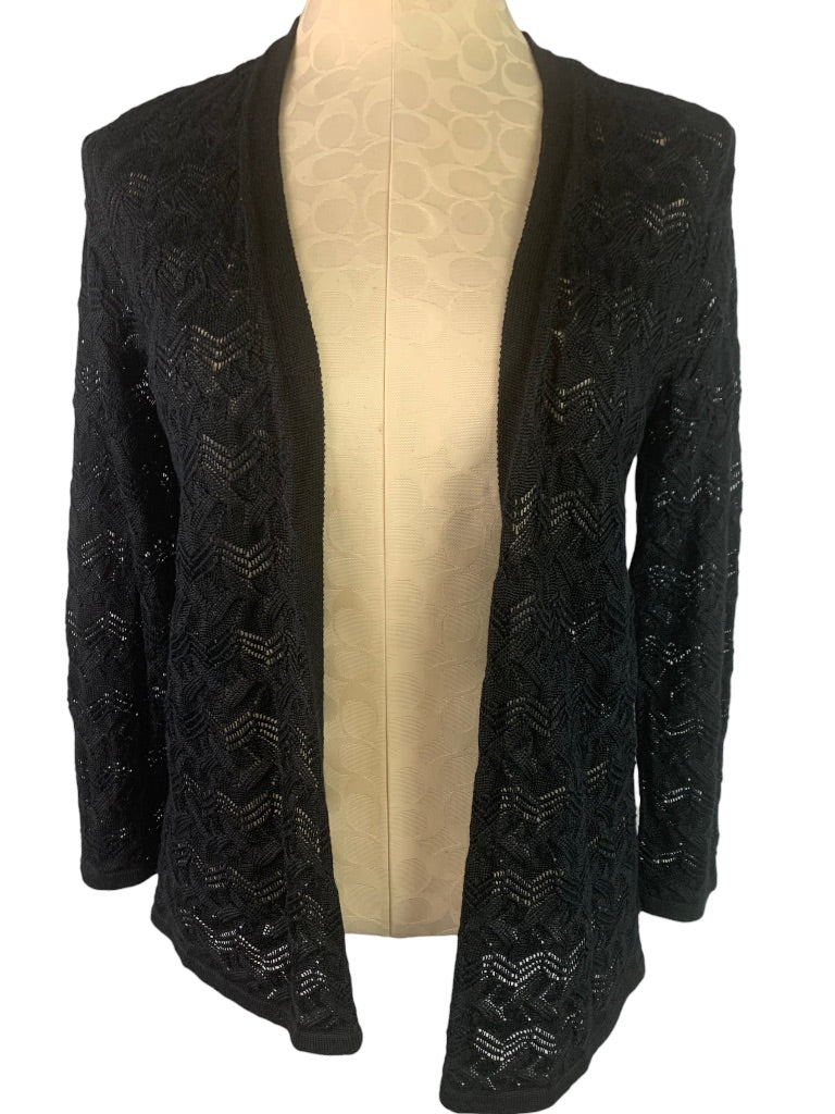 XS JM Collection Women's Black Loose Knit Open Cardigan New