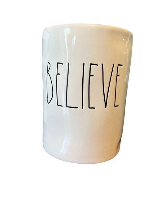 Rae Dunn Believe Holiday Cup Vase Candle Holder