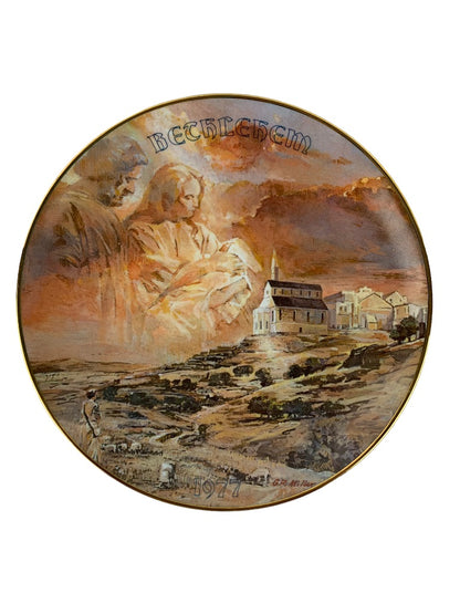 Bethlehem The First Christmas Eve 1977 Collectible Plate Fired in Israel 8 1/4"