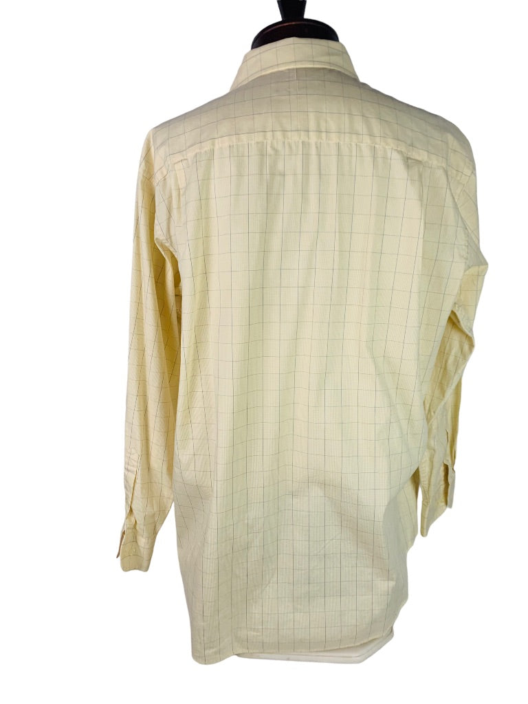 XL (17 34/35) Club Room Men's Light Yellow Plaid Button Up Dress Shirt Easy Care