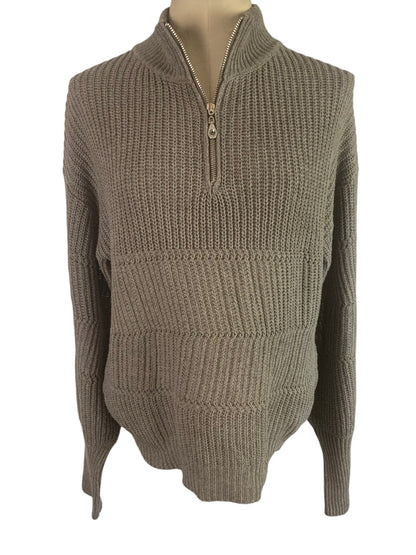 Medium Unbranded Women's 1/4 Zip Pullover Sweater Brown Gray