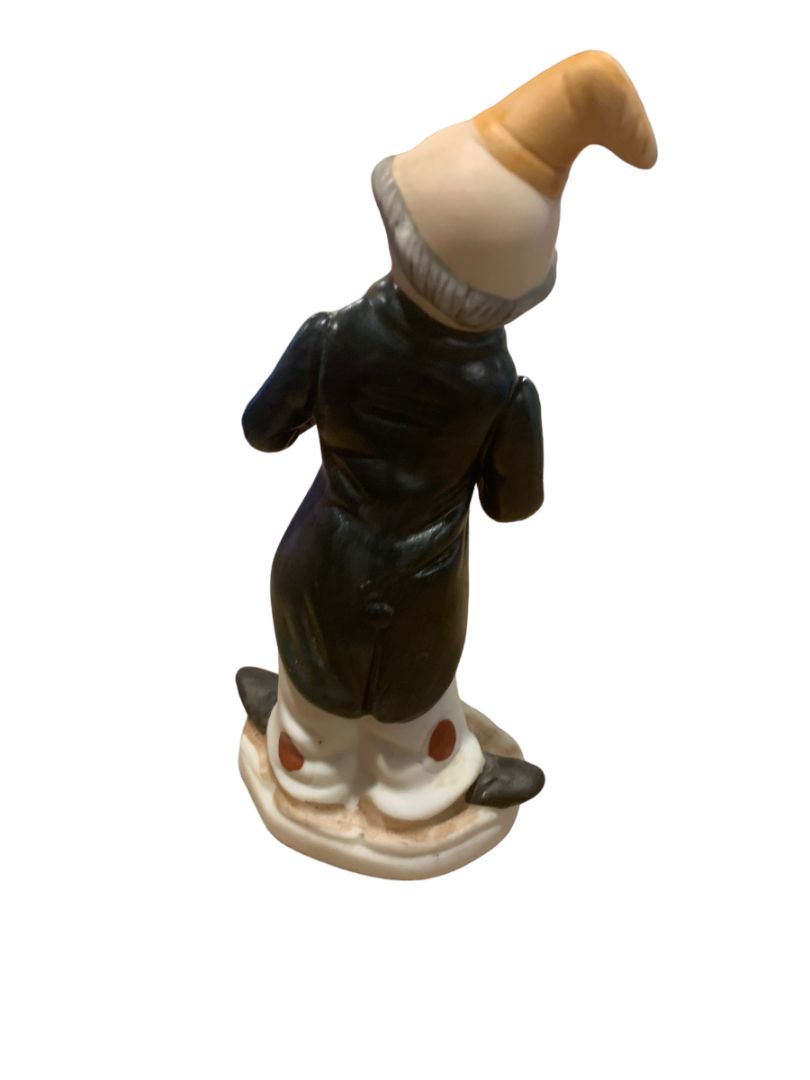 Vintage 1970s Porcelain Hobo Clown Figurine Trumpet Playing Figurine 6"