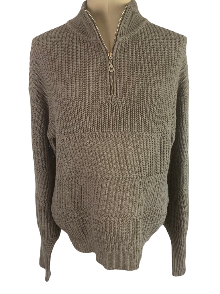 Medium Unbranded Women's 1/4 Zip Pullover Sweater Brown Gray