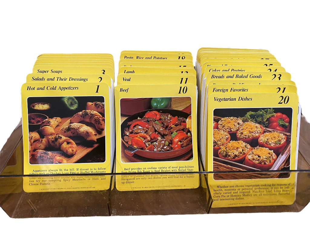 Vintage My Great Recipe Cards 800+  Library Index 1-33 In Case 1984