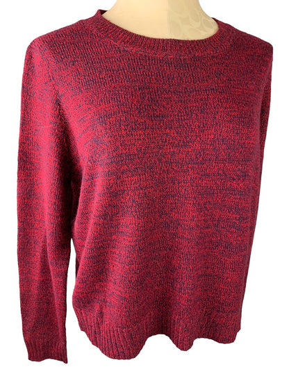 Medium Divided by H&M Junior Women's Lightweight Navy Red Marled Knit Sweater