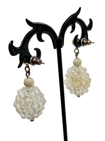 Vintage Ball Drop Acrylic Beaded Earrings Post Pierced 1.5" Drop Dangle
