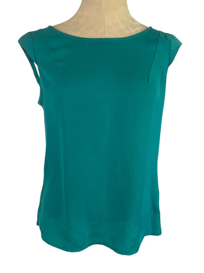 Medium Worthington Green Petal Back Cap Sleeve Pullover Women's Blouse