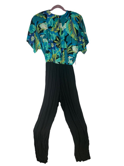 8 Studio L.A. Vintage 80s Jumpsuit Crepe Leg Floral Print Bodice