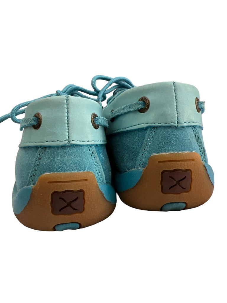 Twisted X Boots Womens Driving Moccasin Suede Leather Shoes Blue Turquoise WDM0039