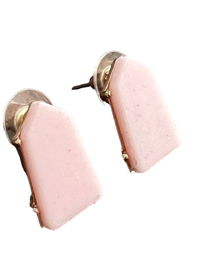 Pink Geometric Post Earrings Goldtone