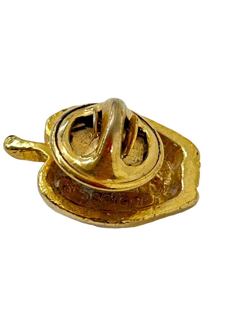 Vintage Signed Jubilee Apple Lapel Pin Goldtone .5 x .75"